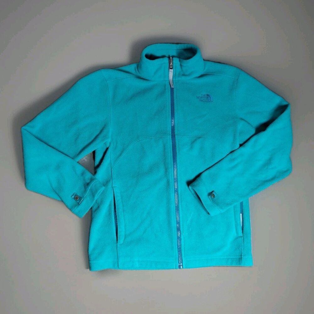 The North Face Jacket Boys Size M/M Blue Fleece Logo Outdoors Youth